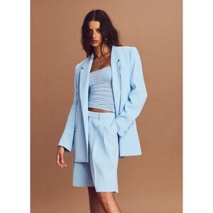 BNWT SEROYA Powder Blue Prudence Oversized Blazer Sz XS Preppy Quiet Luxury Chic